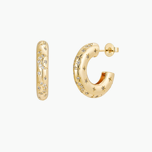 Blair Hoops Chunky Celestial Hoop Earrings - 18k Gold Plated Hoops Earrings