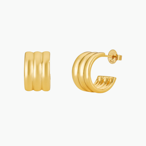 Carmen Triple Chunky Hoop Earrings - 18k Gold Plated, Chunky Gold Earrings