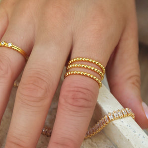 Demi Stacking Bubble Ring Set of 3 - 18k Gold Plated Rings, Gold Rings