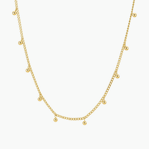 Dylan Mini Beads Chain Necklace - 18k Gold Plated Chains, Dainty Bead, Charm Necklace