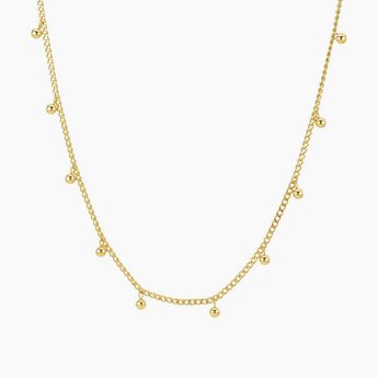 Dylan Mini Beads Chain Necklace - 18k Gold Plated Chains, Dainty Bead, Charm Necklace