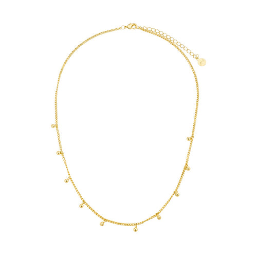 Dylan Mini Beads Chain Necklace - 18k Gold Plated Chains, Dainty Bead, Charm Necklace