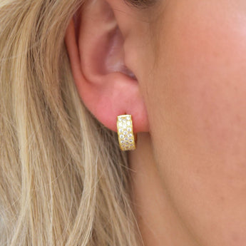 Riley Hoop Earrings - 18k Gold Plated Hoops Earrings, Zircon, Sterling Silver, Cubic Zirconia, Hoops Earrings for Women