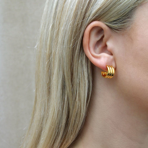 Carmen Triple Chunky Hoop Earrings - 18k Gold Plated, Chunky Gold Earrings