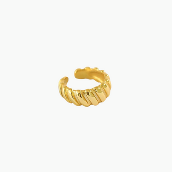 Croissant Ear Cuff Huggie (Single) - Non Pierced Ear Cartilage Clip on Wrap Hoop 18k Gold Plated Simple Minimalist Delicate Handmade Hypoallergenic 