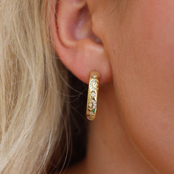 Blair Hoops Chunky Celestial Hoop Earrings - 18k Gold Plated Hoops Earrings