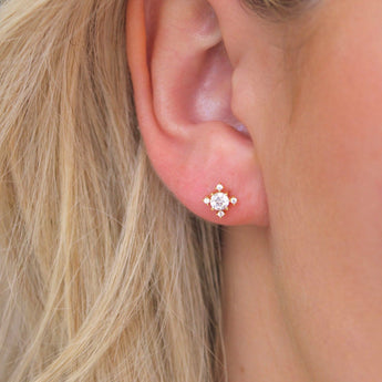 Bryn Snowflake Stud Earrings - 18k Gold Plated with Cubic Zirconia