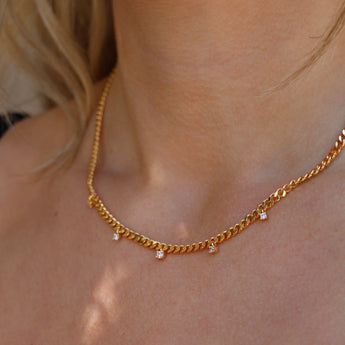 Pixie Chain Diamond Dangle Necklace - 18k Gold Plated, Zircon,&nbsp;Minimalist, Layering, Chain Necklace