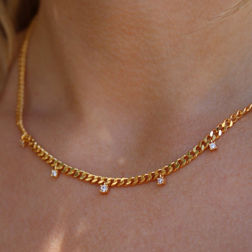 Pixie Chain Diamond Dangle Necklace - 18k Gold Plated, Zircon,&nbsp;Minimalist, Layering, Chain Necklace