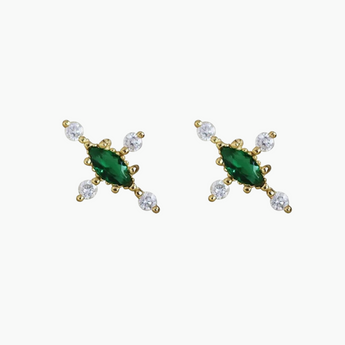 Jett Stud Earrings - Emerald and Diamond Stud Earrings for Women Trendy Minimalist Non Tarnish