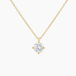 Leighton Necklace - Dainty Necklace with Diamond Stud, 18k Gold Plated Necklace, Sterling Silver, Minimalist, Layering, Necklace for Women