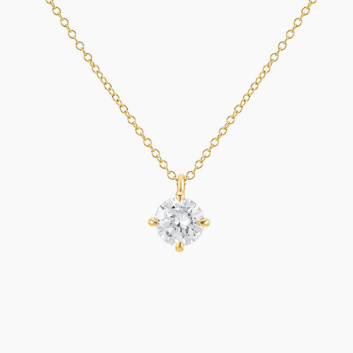 Leighton Necklace - Dainty Necklace with Diamond Stud, 18k Gold Plated Necklace, Sterling Silver, Minimalist, Layering, Necklace for Women