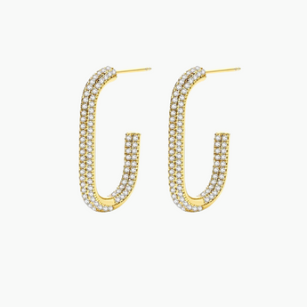 Mason Squoval Hoop Earrings with Small Diamonds | 18k Gold Plated Hoops Earrings, Zircon, Sterling Silver, Cubic Zirconia, Hoops Earrings for Women