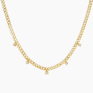 Pixie Chain Diamond Dangle Necklace - 18k Gold Plated, Zircon,&nbsp;Minimalist, Layering, Chain Necklace