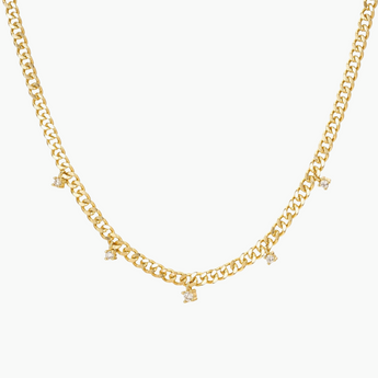 Pixie Chain Diamond Dangle Necklace - 18k Gold Plated, Zircon,&nbsp;Minimalist, Layering, Chain Necklace