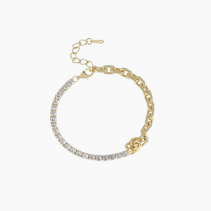 Remy Tennis Paperclip Classic Bracelet - 18k Gold Plated, Zircon, Sterling Silver, Tennis Bracelet, Stacking Bracelet, Paperclip Bracelet, Gold Bracelet, Adjustable