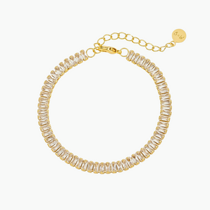 Rylan Baguette Bracelet - 18k Gold Plated, Zircon, Tennis Bracelet, Stacking Bracelet, Diamond Baguette Bracelet, Dainty Chain Simple Jewelry Cute Handmade Minimalist for Her