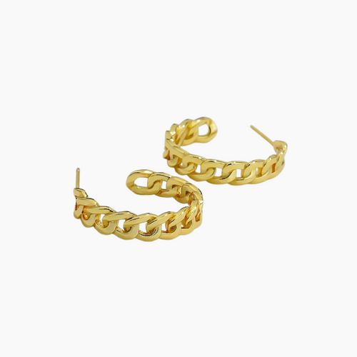 Shaylee Chain Hoop Earrings 18k Gold Plated Hoops Earrings Sterling Silver Hoop Earrings for Women