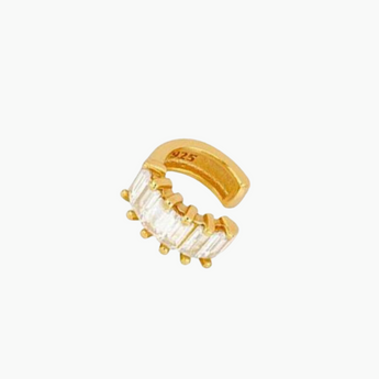 Whitley Ear Cuff (Single) - 18k Gold Plated, Non-Pierced Ear Cuff, Minimalist, Zircon, Sterling Silver, Diamond Baguette Earrings