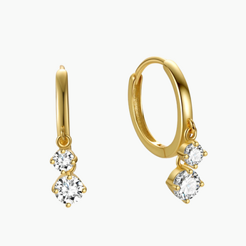 Willa Huggie Hoop Earrings - 18k Gold Plated Hoops Earrings, Zircon, Sterling Silver, Cubic Zirconia, Hoops Earrings for Women