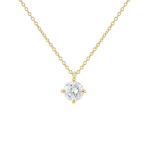 Malibu Sunday Dainty Gold Necklace for Women – 18K Gold Plated Chain with White Zircon Pendant – Adjustable & Hypoallergenic Non-Tarnish Jewelry – Elegant Minimalist Gift for Her