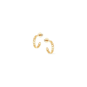 18K Gold Chain Hoop Earrings – Gold Plated Brass Hoops for Women with Chunky Chain Detail – Non-Tarnish, Hypoallergenic Statement Earrings for Everyday or Special Occasions