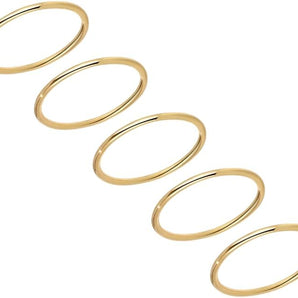 18k Gold Minimalist Plain Stacking Ring Set - 18k Gold Plated, Minimalist Dainty Set Simple Rings for Women Band Knuckle Stacking Midi Rings Elegant Classic Non Tarnish Hypoallergenic Jewelry Gift for Her