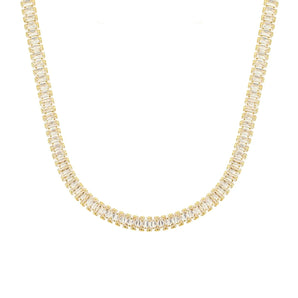 18k Tennis Necklace Diamond Baguette - Gold Plated Cubic Zirconia Baguette Tennis Chain Cuban Choker Necklace Dainty Jewelry Gifts Tennis Chunky Paperclip Link Cuban Choker Necklace Dainty Jewelry Gifts