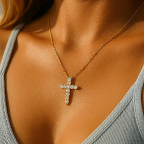 Malibu Sunday Gold Large Cross Pendant | Crucifix Necklace for Women | Bold Cross Jewelry for Faith & Style | Large Cross Pendant Gold Necklace
