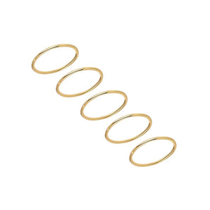 18k Gold Minimalist Plain Stacking Ring Set - 18k Gold Plated, Minimalist Dainty Set Simple Rings for Women Band Knuckle Stacking Midi Rings Elegant Classic Non Tarnish Hypoallergenic Jewelry Gift for Her
