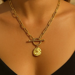 Malibu Sunday Gold Toggle Necklace – 18K Gold Plated Rope Chain with Modern Clasp – Adjustable, Tarnish-Resistant Pendant Necklace for Layering or Solo Wear – Hypoallergenic Women’s Jewelry