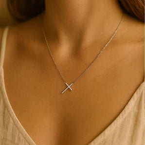 Malibu Sunday Dainty Sideways Cross Necklace for Women | Silver Cross Choker Necklace | Choker Necklaces for Women | Minimalist Cross Jewelry | Side Cross Choker Necklace