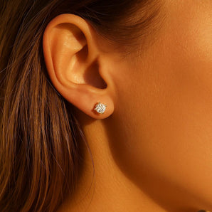 Gold Stud Earrings – Dainty Cubic Zirconia Studs for Women – Hypoallergenic 18K Gold Plated Minimalist Earrings for Everyday Wear by Malibu Sunday
