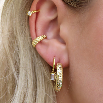 Blair Hoops Chunky Celestial Hoop Earrings - 18k Gold Plated Hoops Earrings