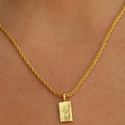 Kennedy Necklace Star Pendant - Rope Chain, Celestial Charm, 18k Gold Plated, Adjustable, Minimalist, Non Tarnish