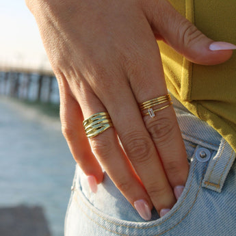 Lennox Hammered Ring - Chunky Ring, 18k Gold Plated, Hammered Design, Gold Ring, Minimalist, Non Tarnish